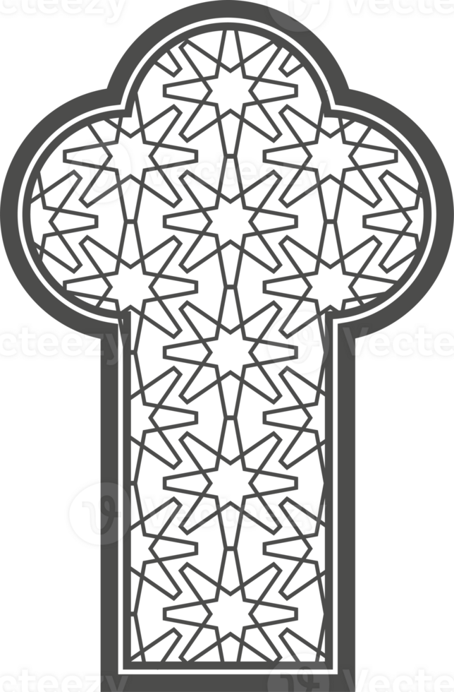 Ramadan window with pattern. Arabic frame of mosque door. Islamic design template. Oriental decoration with ornament. png