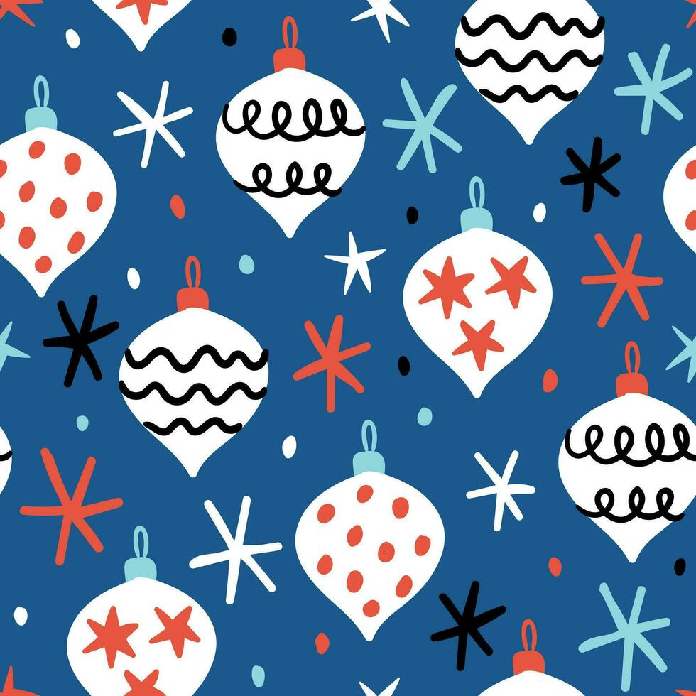Christmas Seamless Pattern Blue Christmas Digital Paper Christmas Background Hand drawn Christmas Pattern vector
