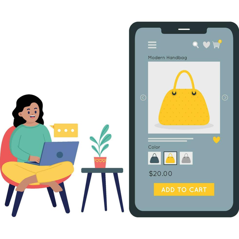 Girl doing online shopping in Black Friday sale Illustration vector