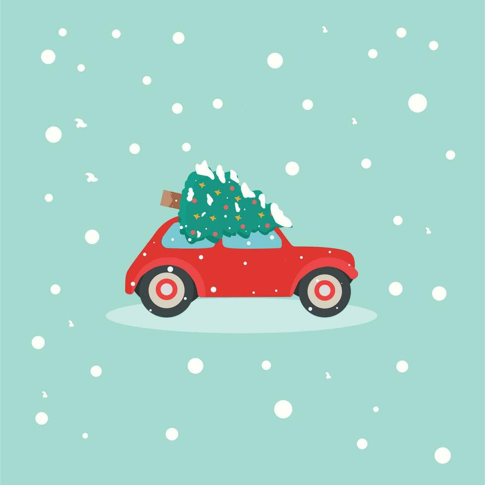 Christmas tree on the way illustration vector