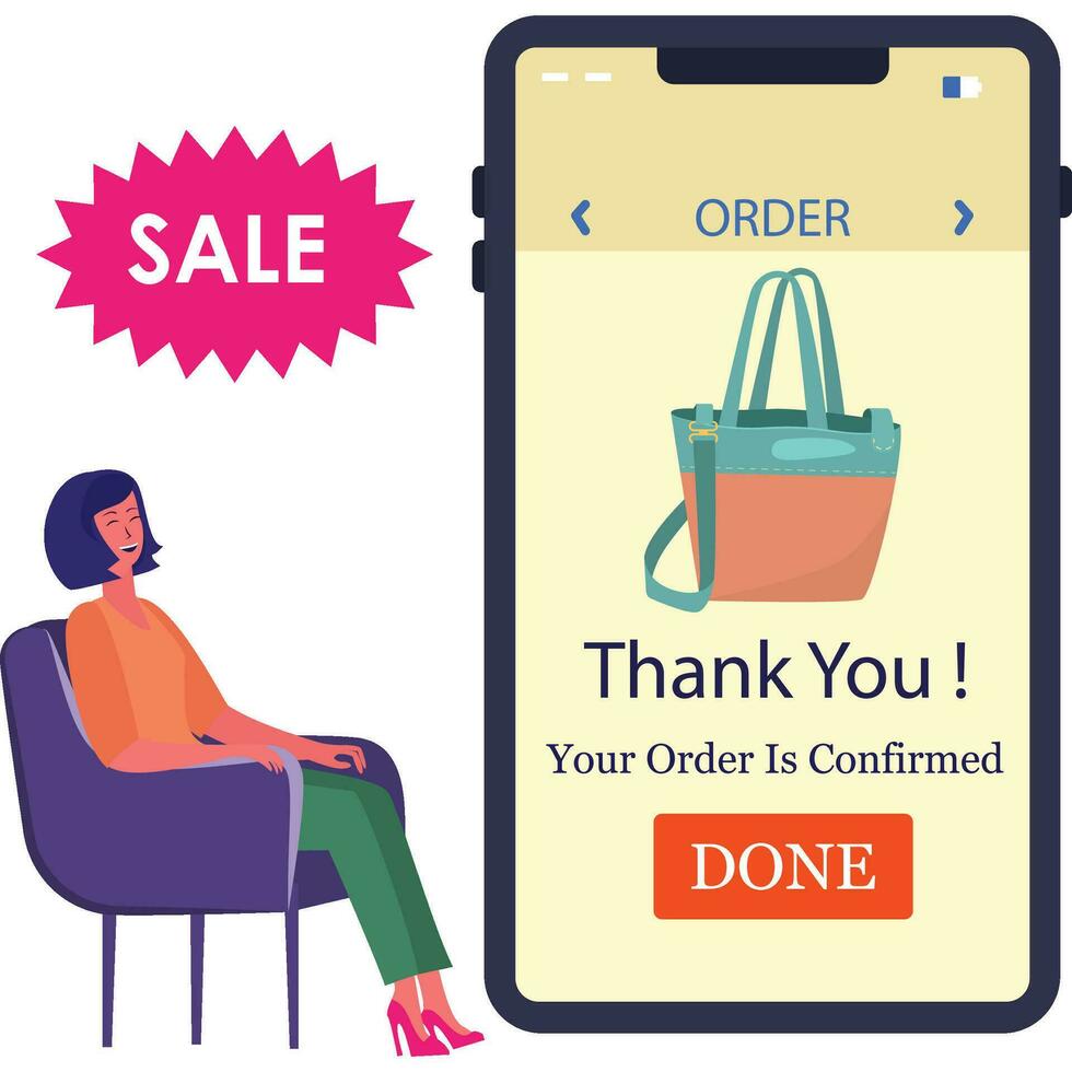 Boy is buying handbag from sale Illustration vector