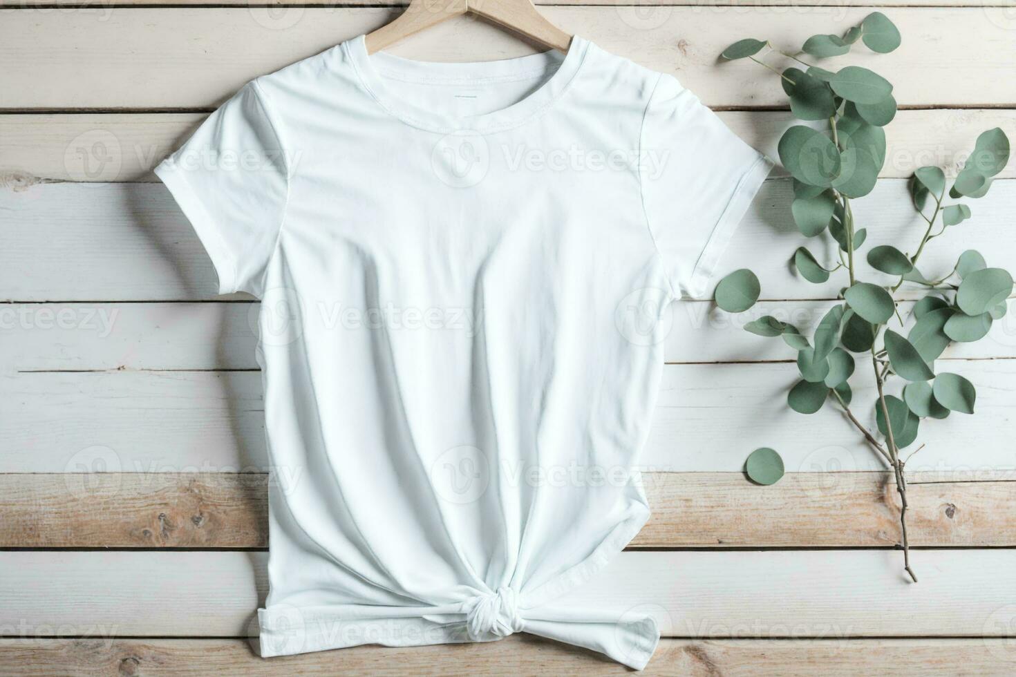 A Closed-Up Shot of A Plain White T-Shirt Mock-Up. AI Generative photo