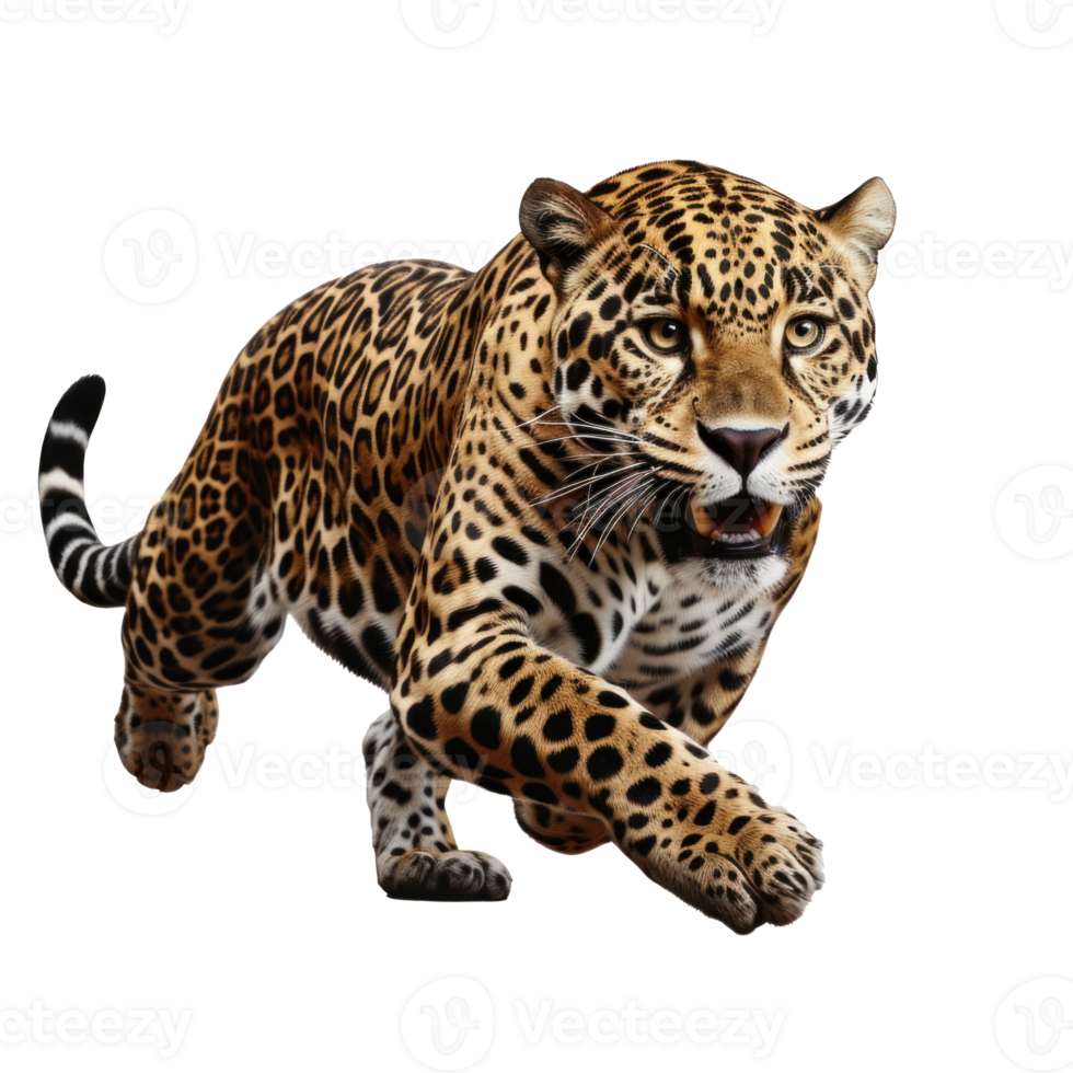 a jaguar in a jump isolated png
