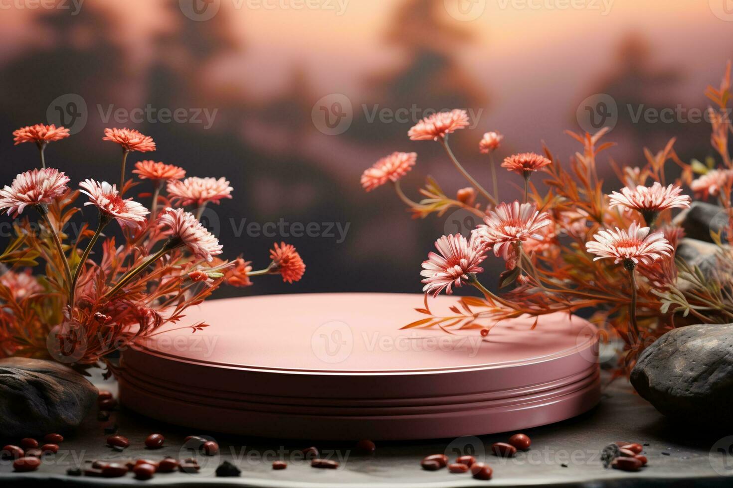 Decorative plaster podiums AI Generative photo