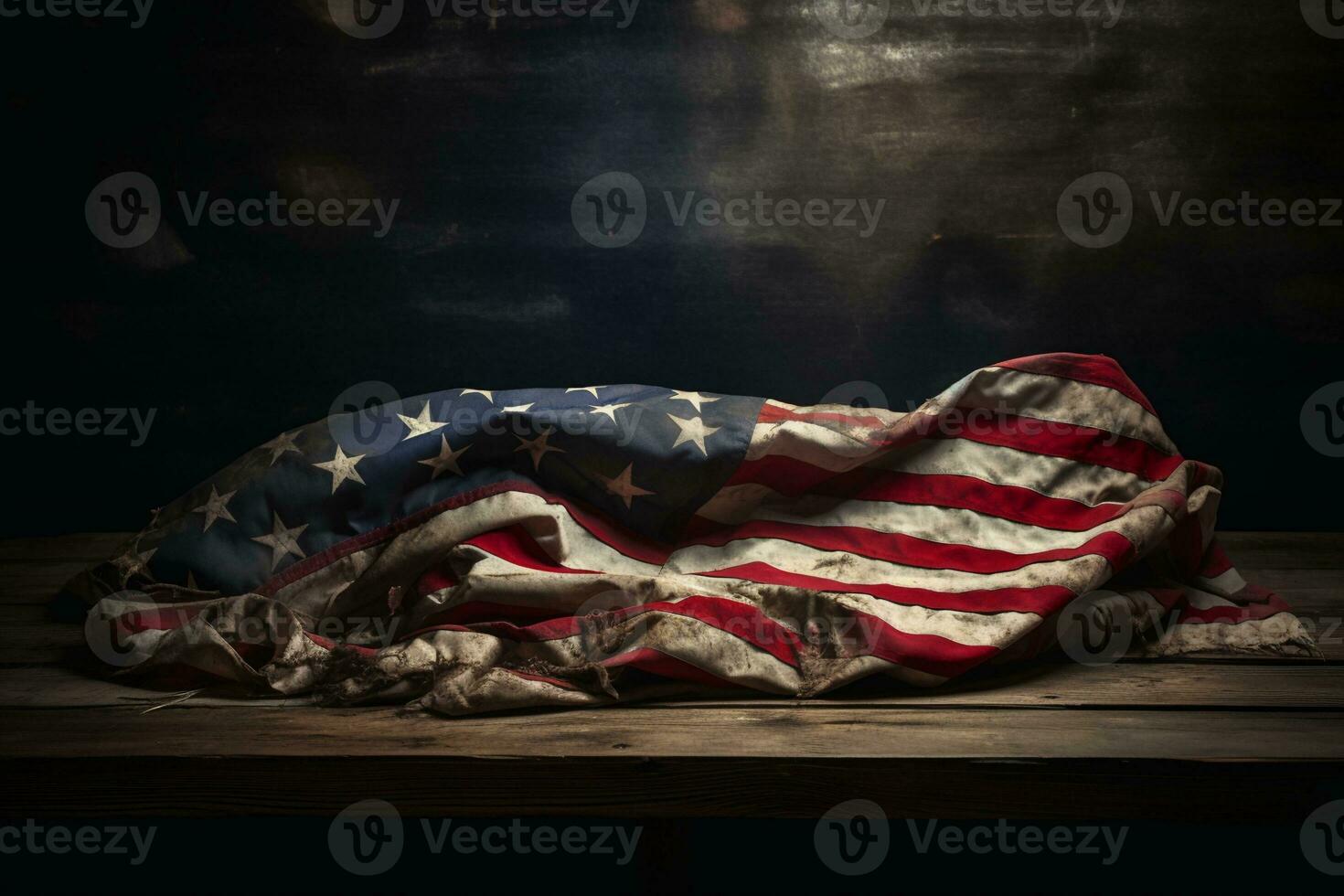 Closeup of an American flag in a row. Memorial day, Independence day, Veterans day concept. AI Generative photo
