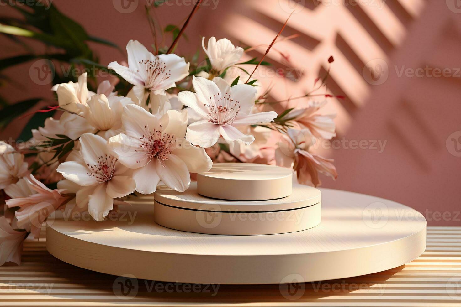 Decorative plaster podiums AI Generative photo