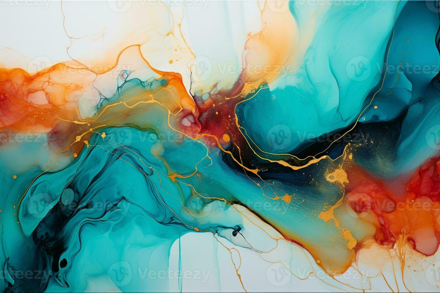 Abstract fluid art painting with alcohol ink. AI Generative photo