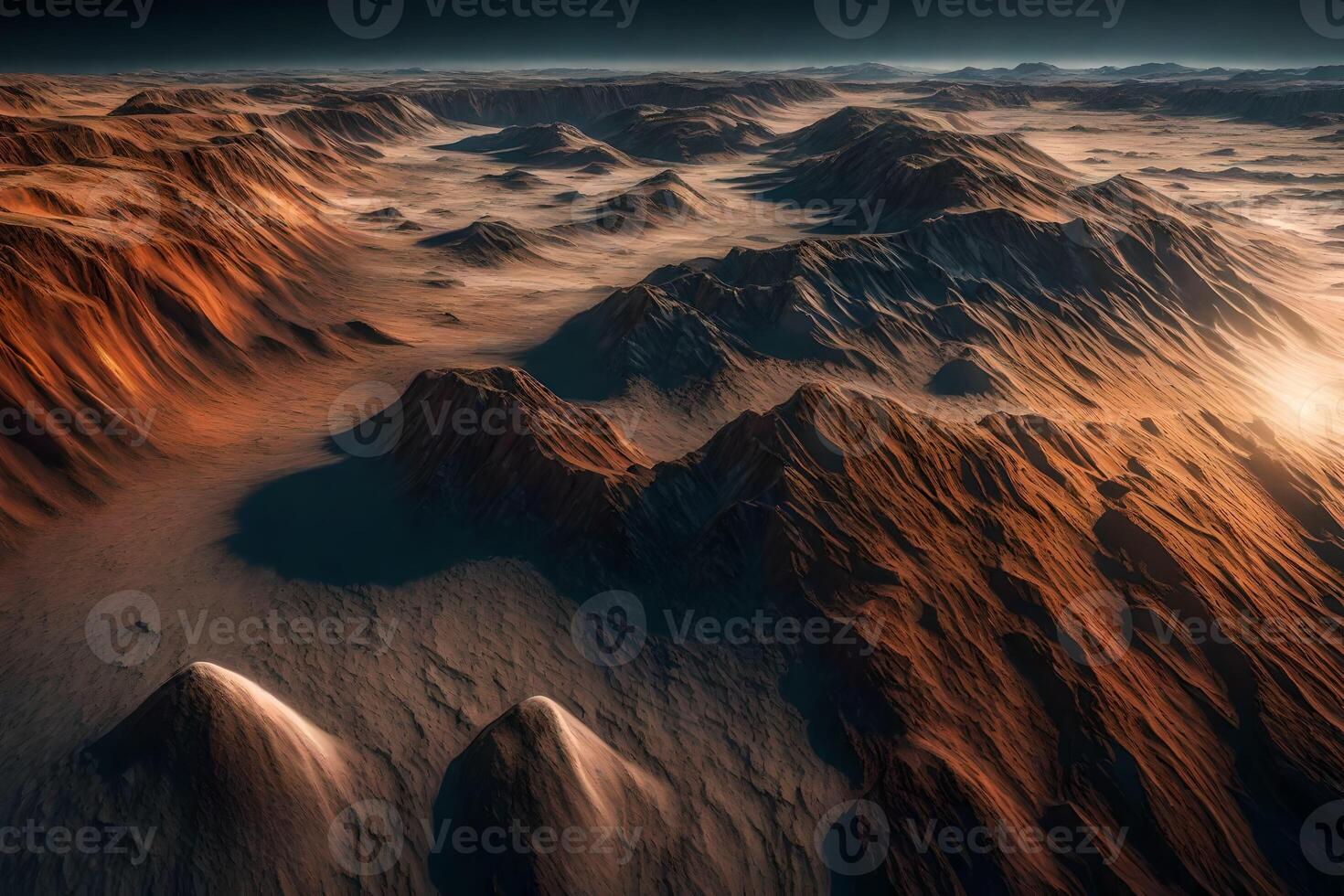 The ice on Mars' poles looks very beautiful when it shines in the sunlight photo