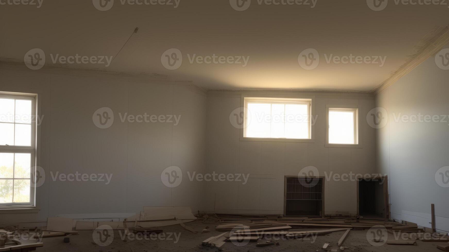 installing drywall Interior shot of a residential construction site. photo