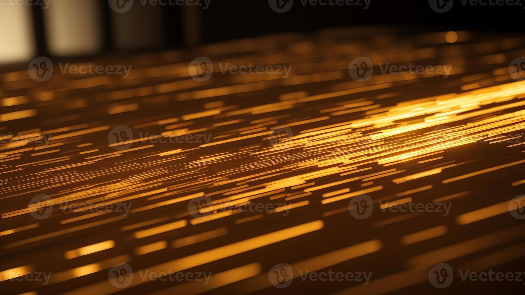 Luxury hexagonal abstract black metal background with golden light lines. photo