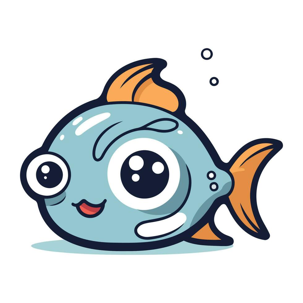 linda dibujos animados pescado personaje. vector ilustración aislado en blanco antecedentes.