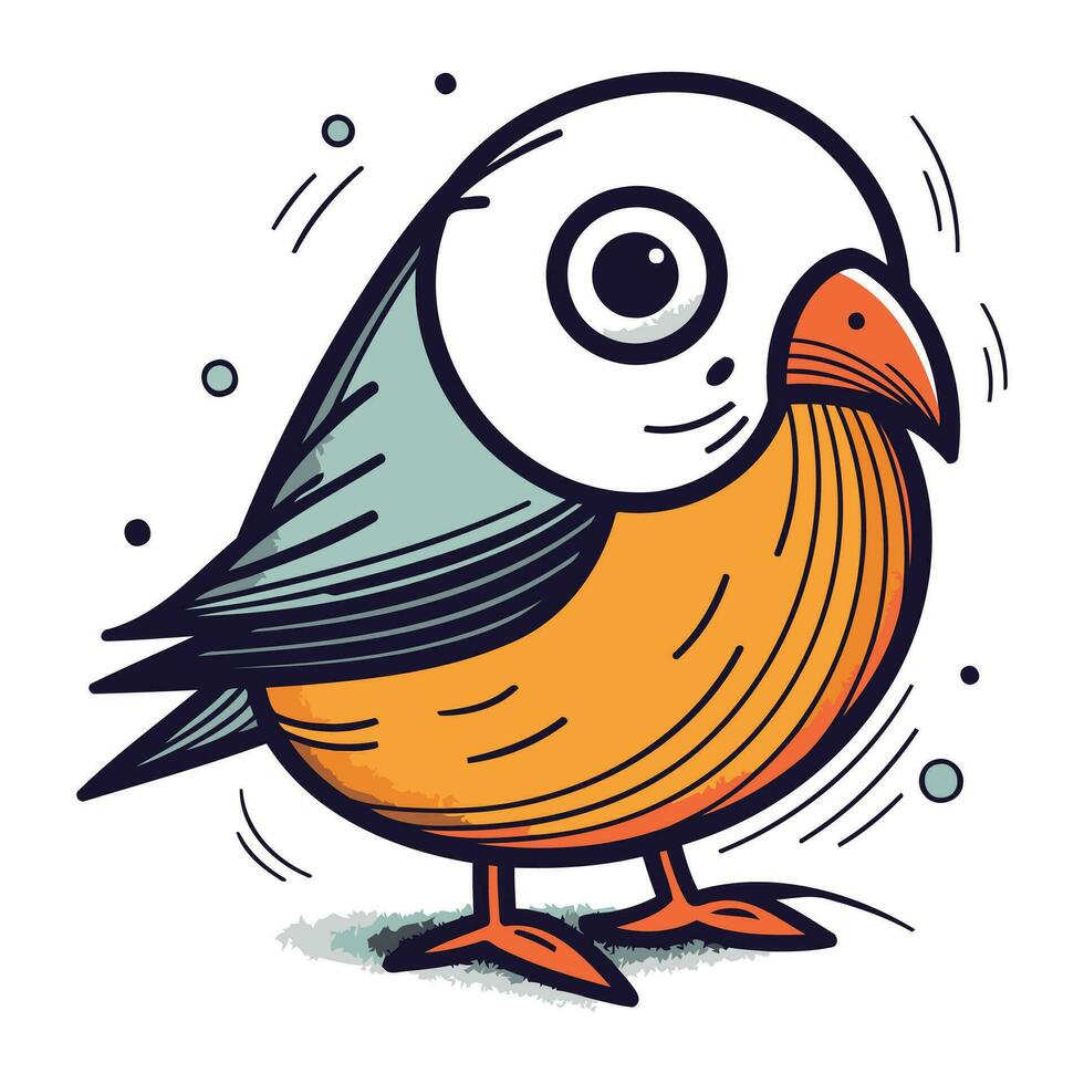 dibujos animados vector ilustración de linda pequeño pájaro. aislado en blanco antecedentes.