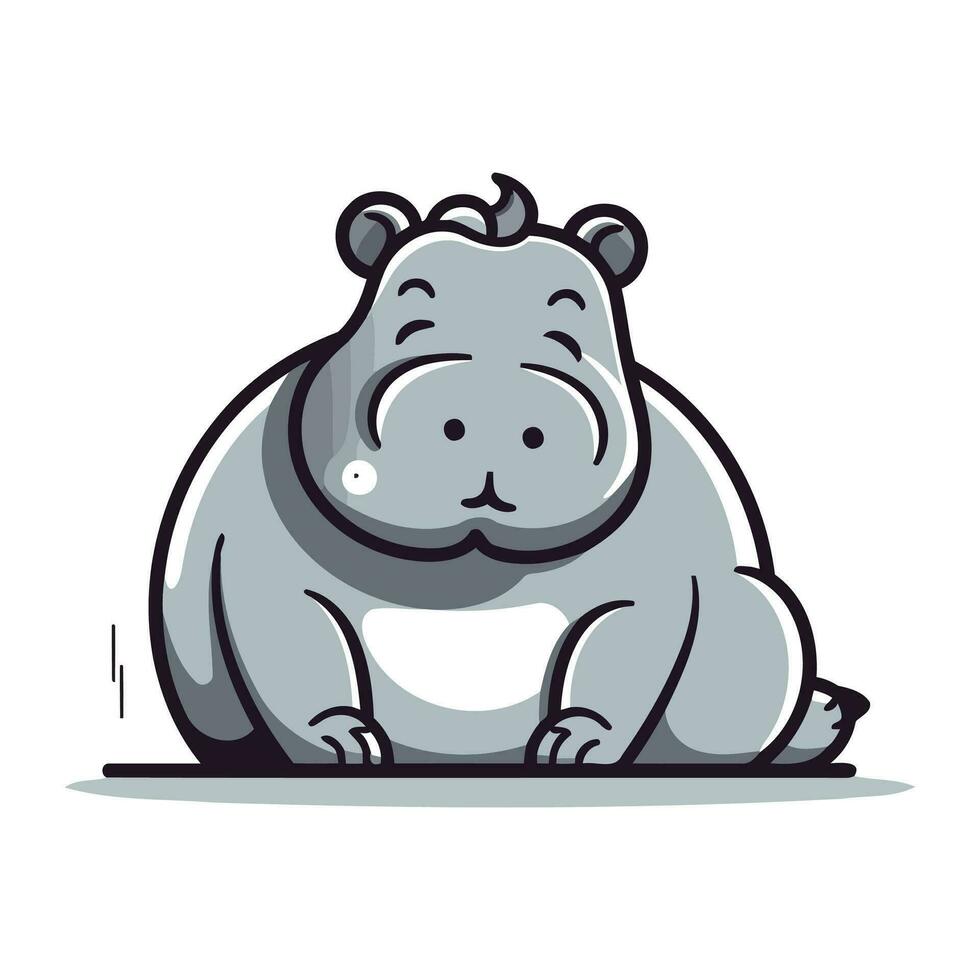 hipopótamo. linda dibujos animados animal. vector ilustración.