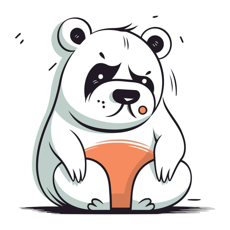 Polar bear cartoon vector illustration isolated on white background. Cute panda bear in underwear.