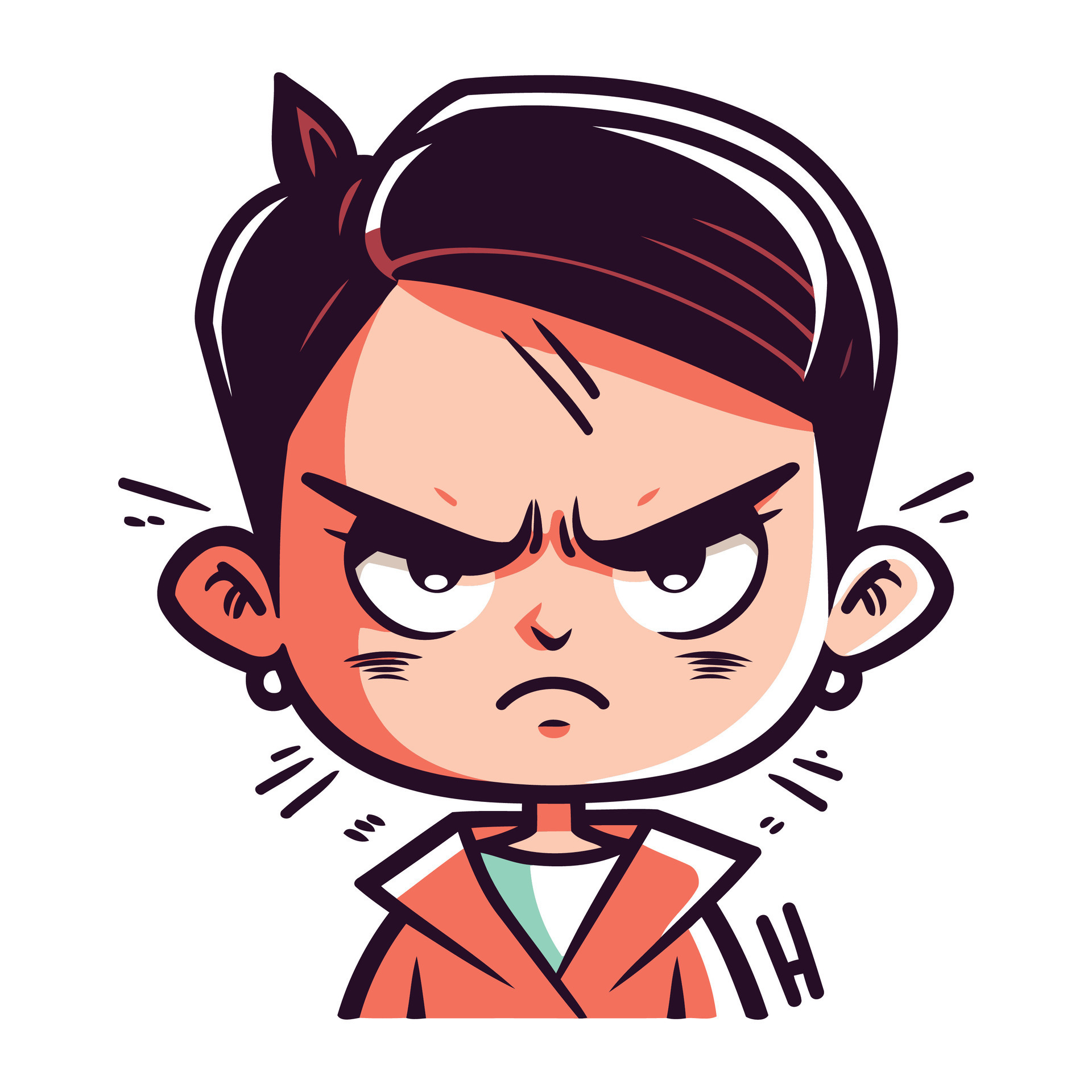 Angry little boy cartoon vector clipart. Emotion face. 33320919 Vector