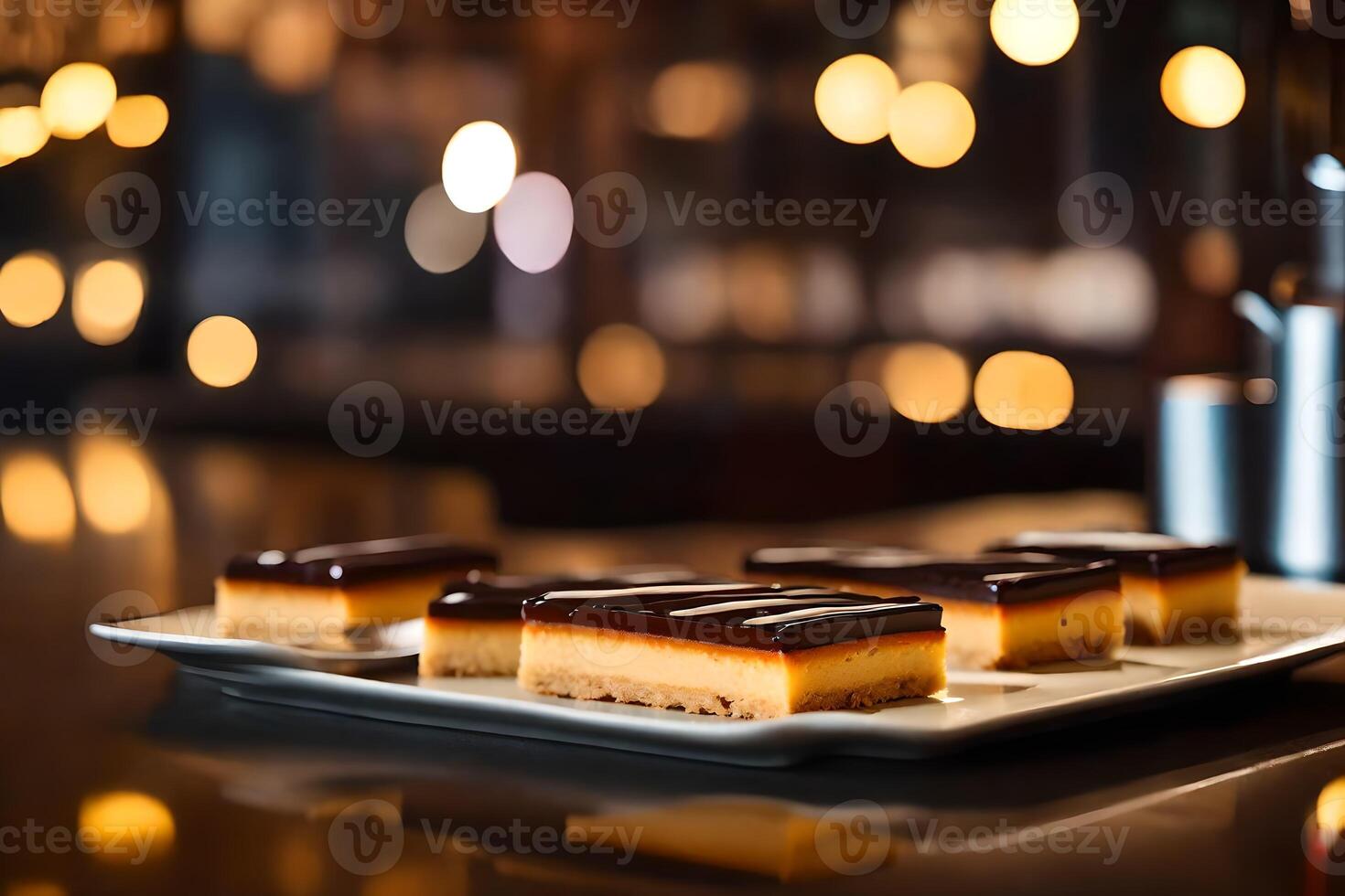 This text discusses a yummy dessert called Millionaire's Shortbread The photo displays a lovely restaurant far away