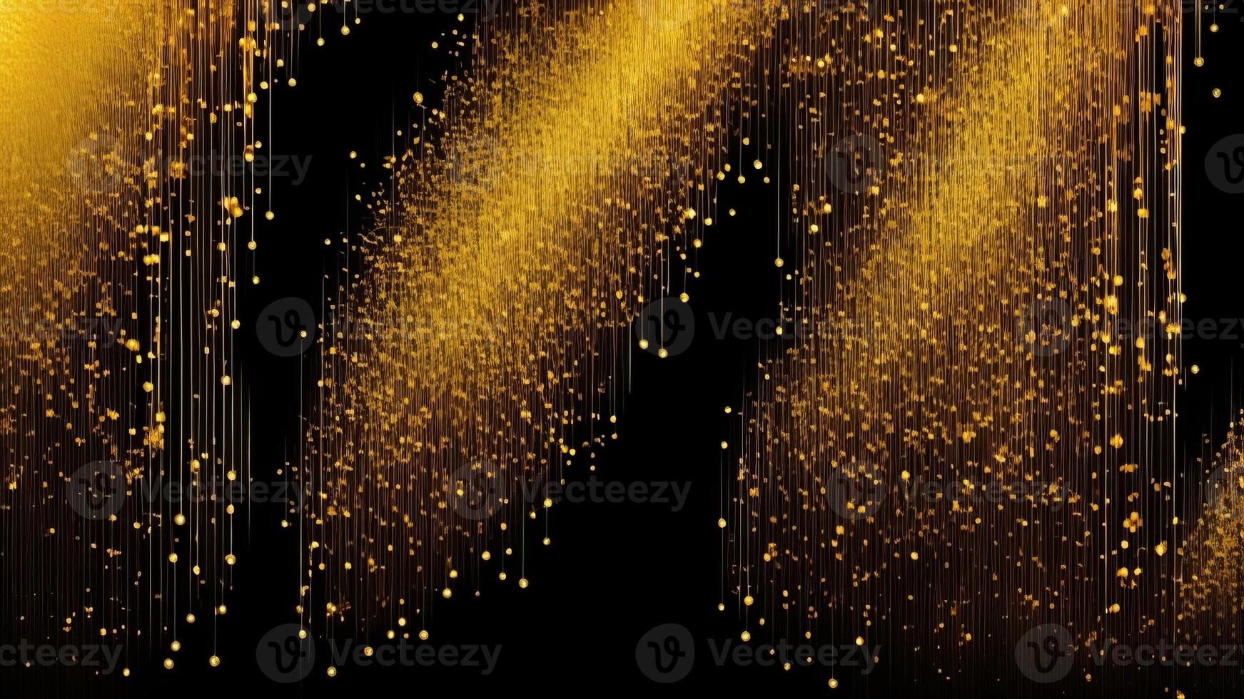 Luxury abstract black metal background with golden light lines. photo