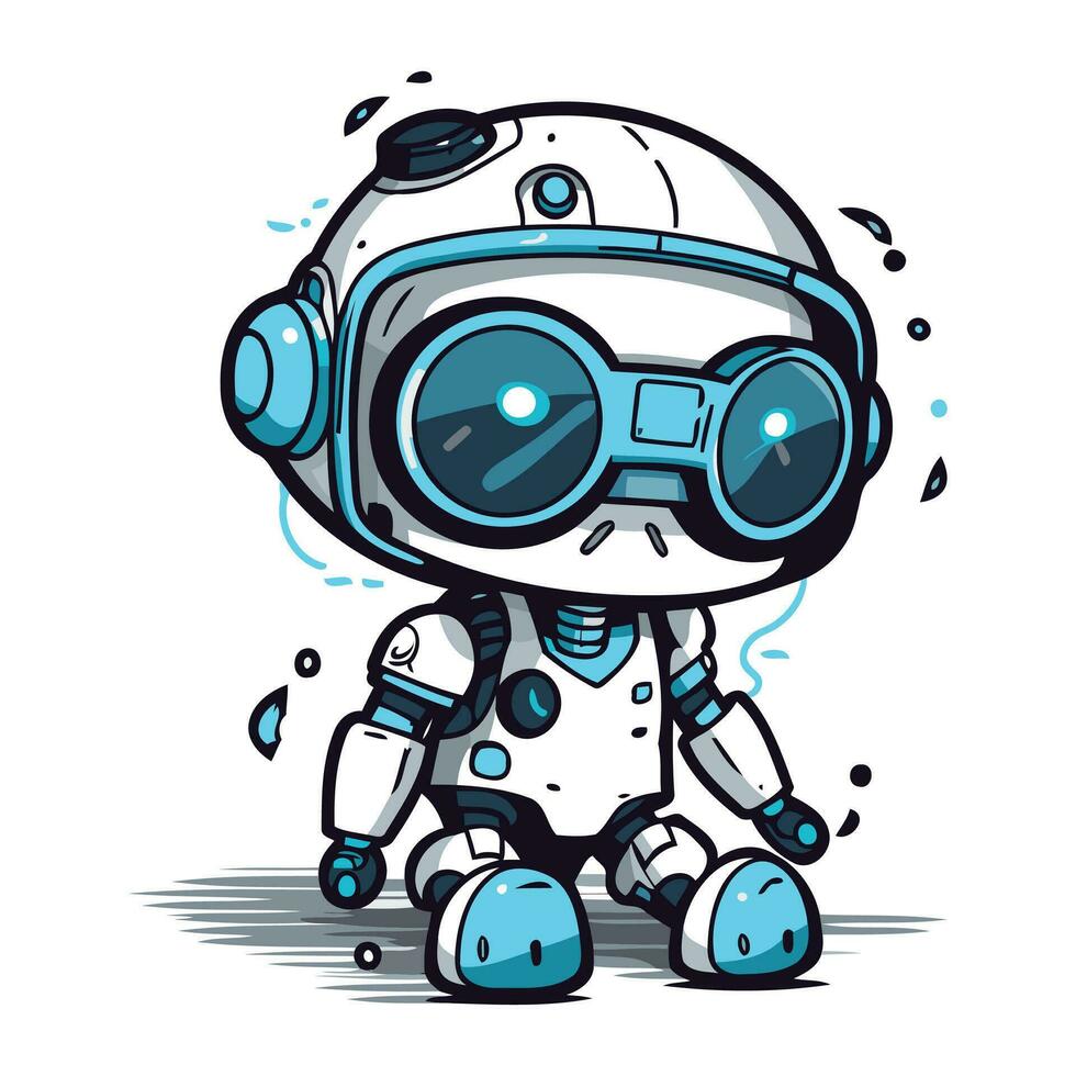 vector ilustración de linda dibujos animados robot. aislado en blanco antecedentes.