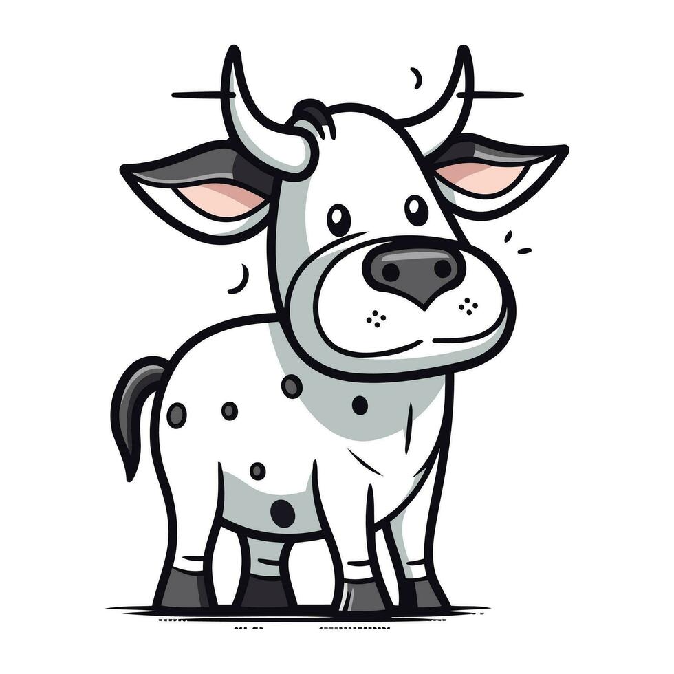 Cute cartoon cow isolated on a white background. Vector illustration.