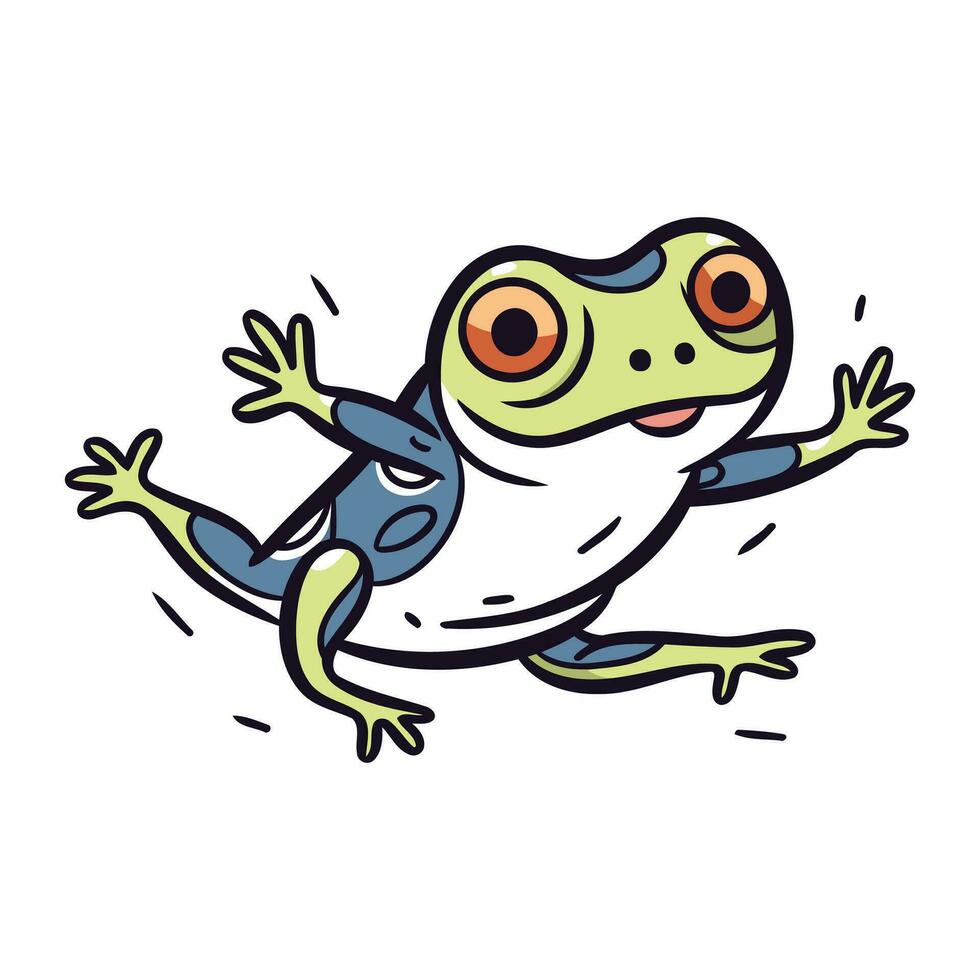 Frog isolated on white background. Cartoon frog. Vector illustration.