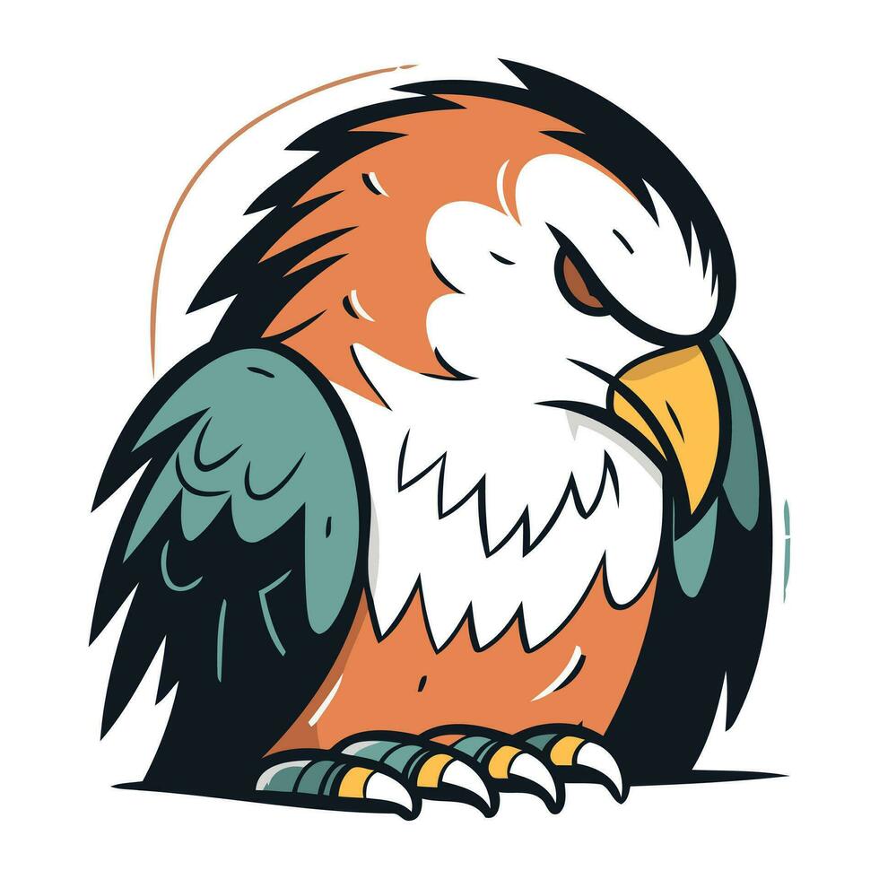 Eagle head mascot isolated on white background. Vector illustration in cartoon style.