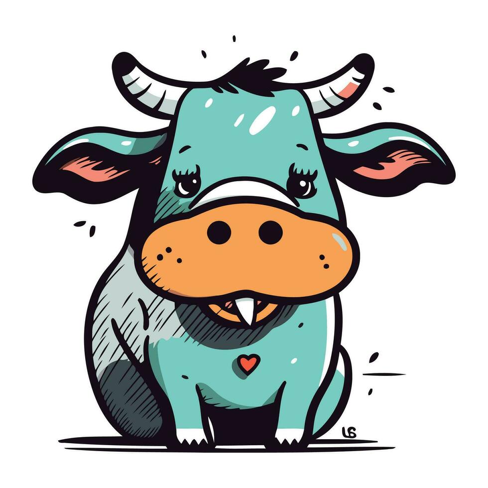 linda dibujos animados vaca. vector ilustración de un linda dibujos animados vaca.