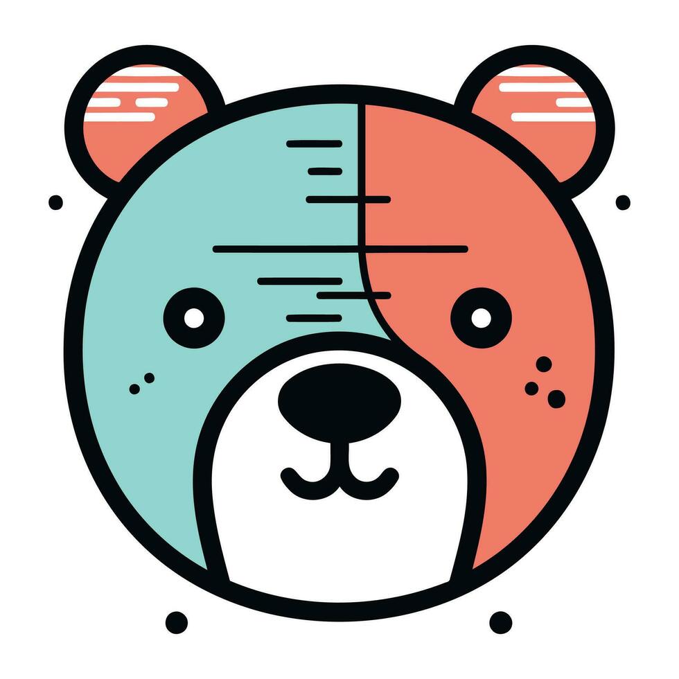 Cute cartoon bear face. Vector illustration in a flat style.