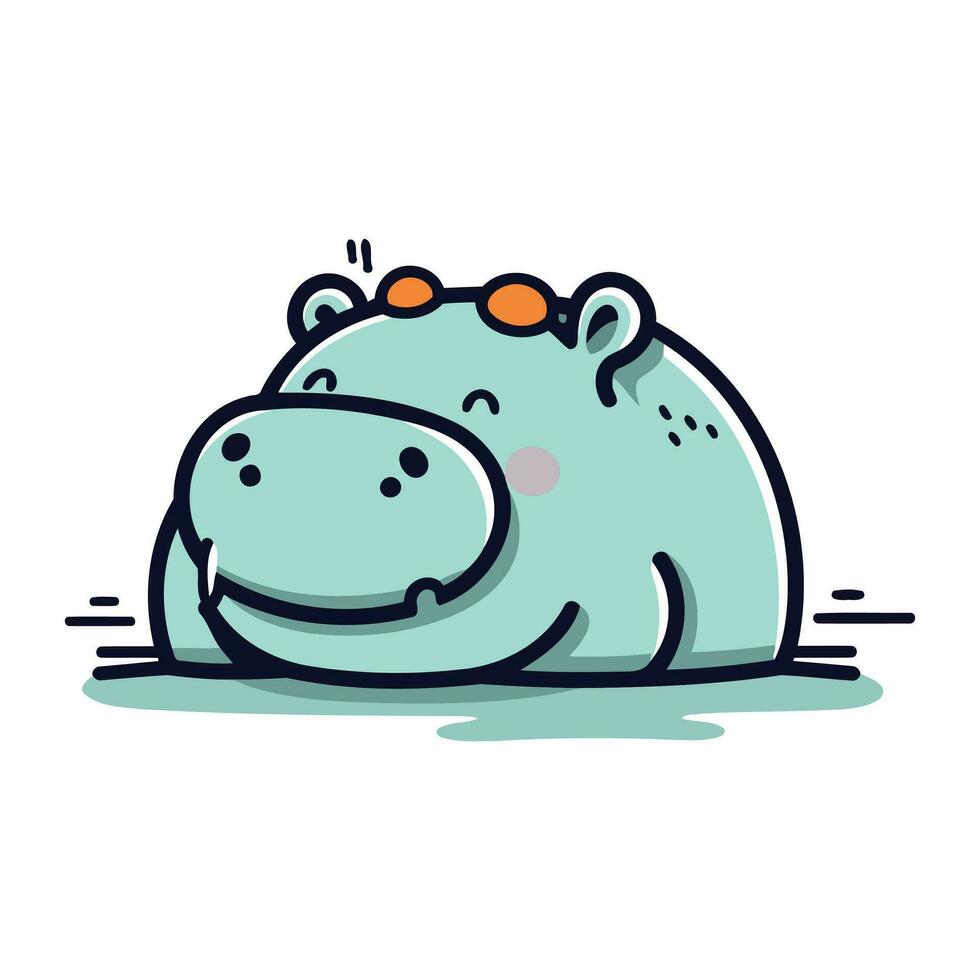 Cartoon hippo. Vector illustration of a cute hippo.