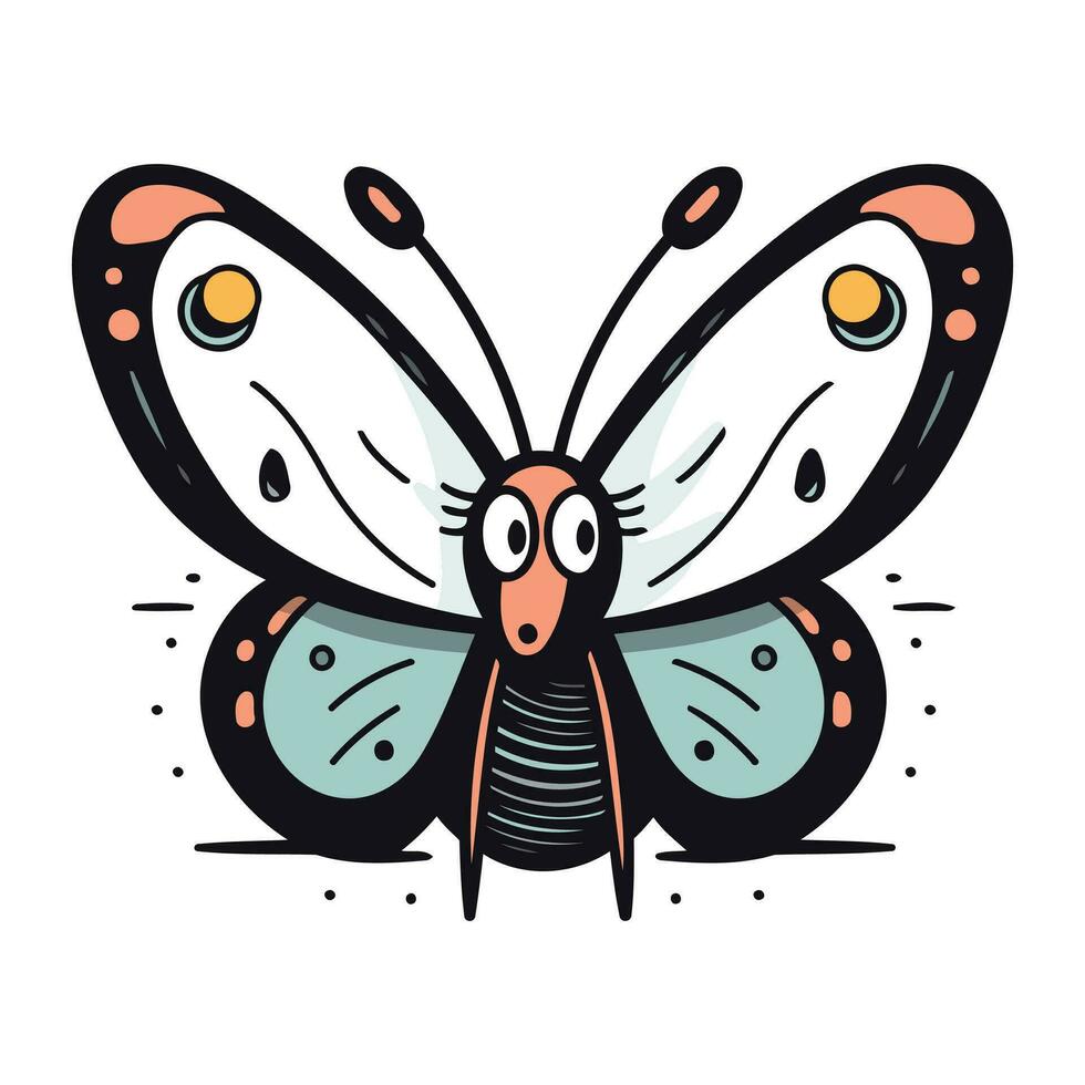 Butterfly isolated on white background. Hand drawn vector illustration.