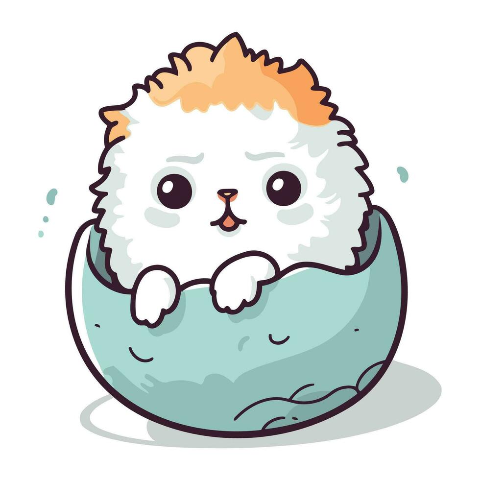 Cute little hamster in a blue egg. Vector illustration.