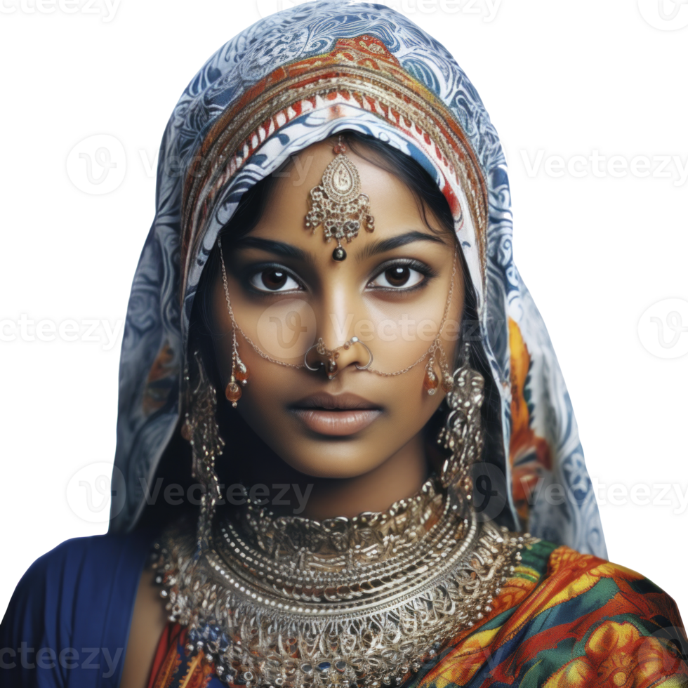 Indian girl With Colored Face, isolated png