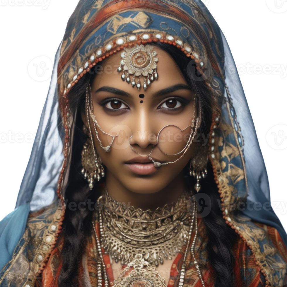 Indian girl With Colored Face, isolated png