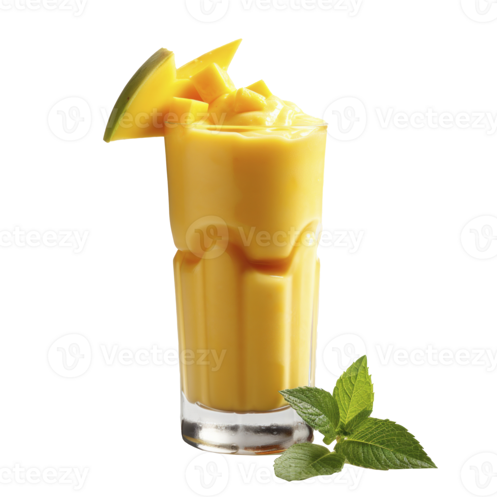mango smoothie in a glass, isolated png