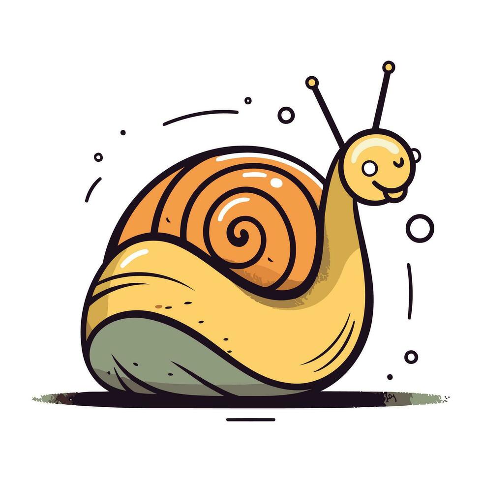 Snail cartoon icon. Isolated on white background. Vector illustration.