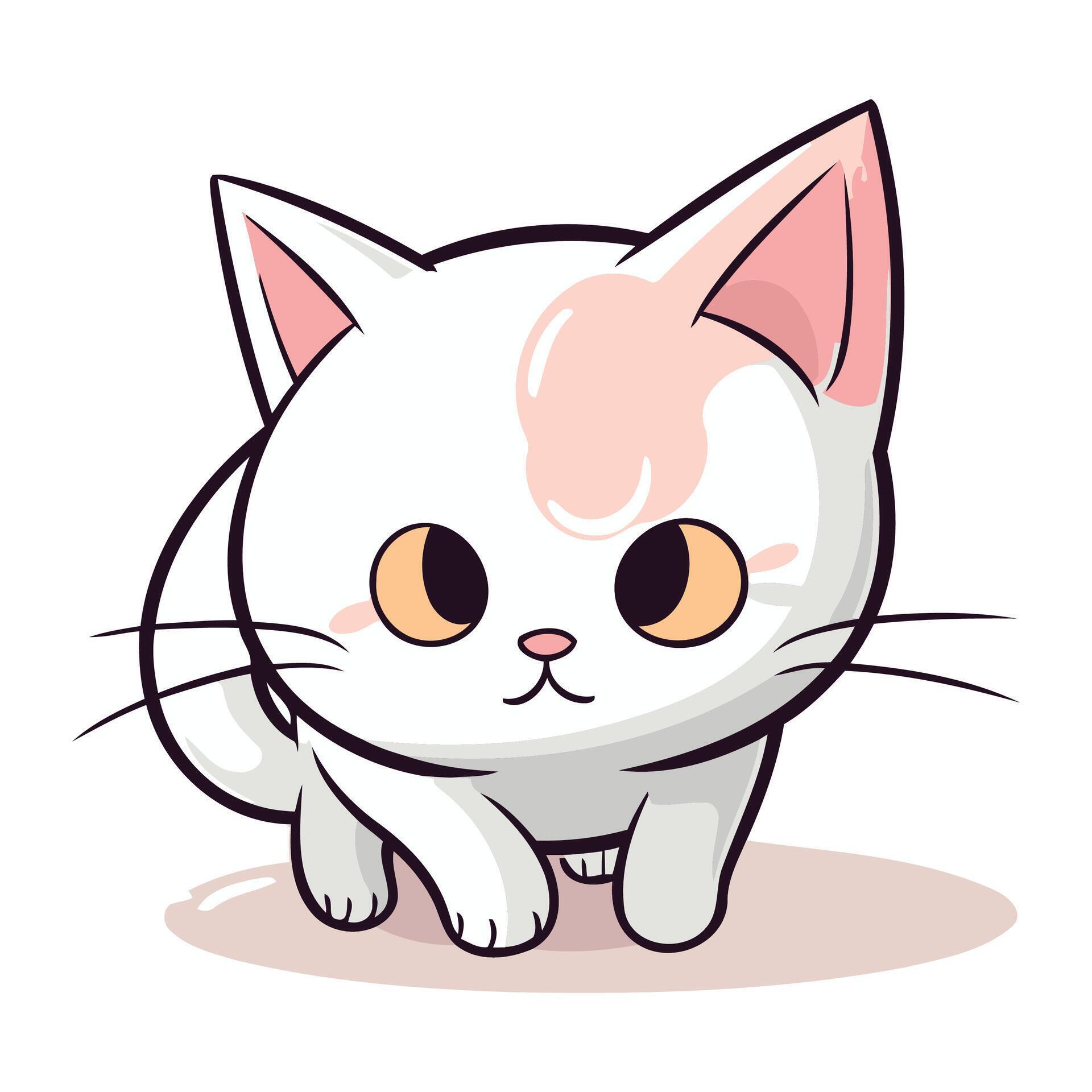 Cute cartoon cat. Vector illustration isolated on a white background