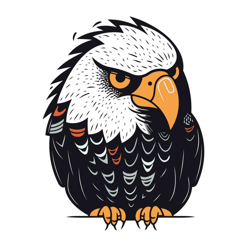 Eagle head vector illustration isolated on white background. Cartoon style.