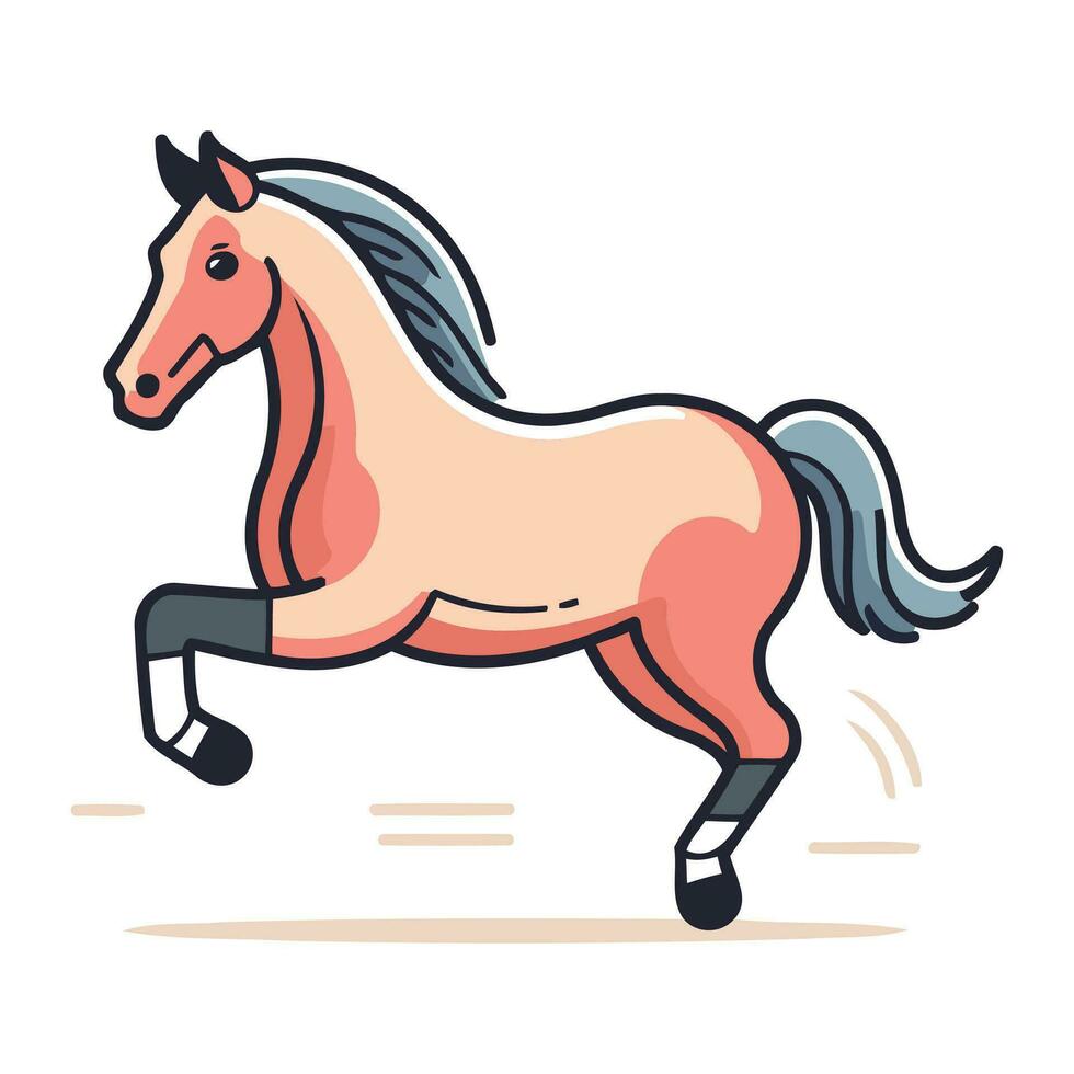 Horse running. Vector illustration in cartoon style on white background.