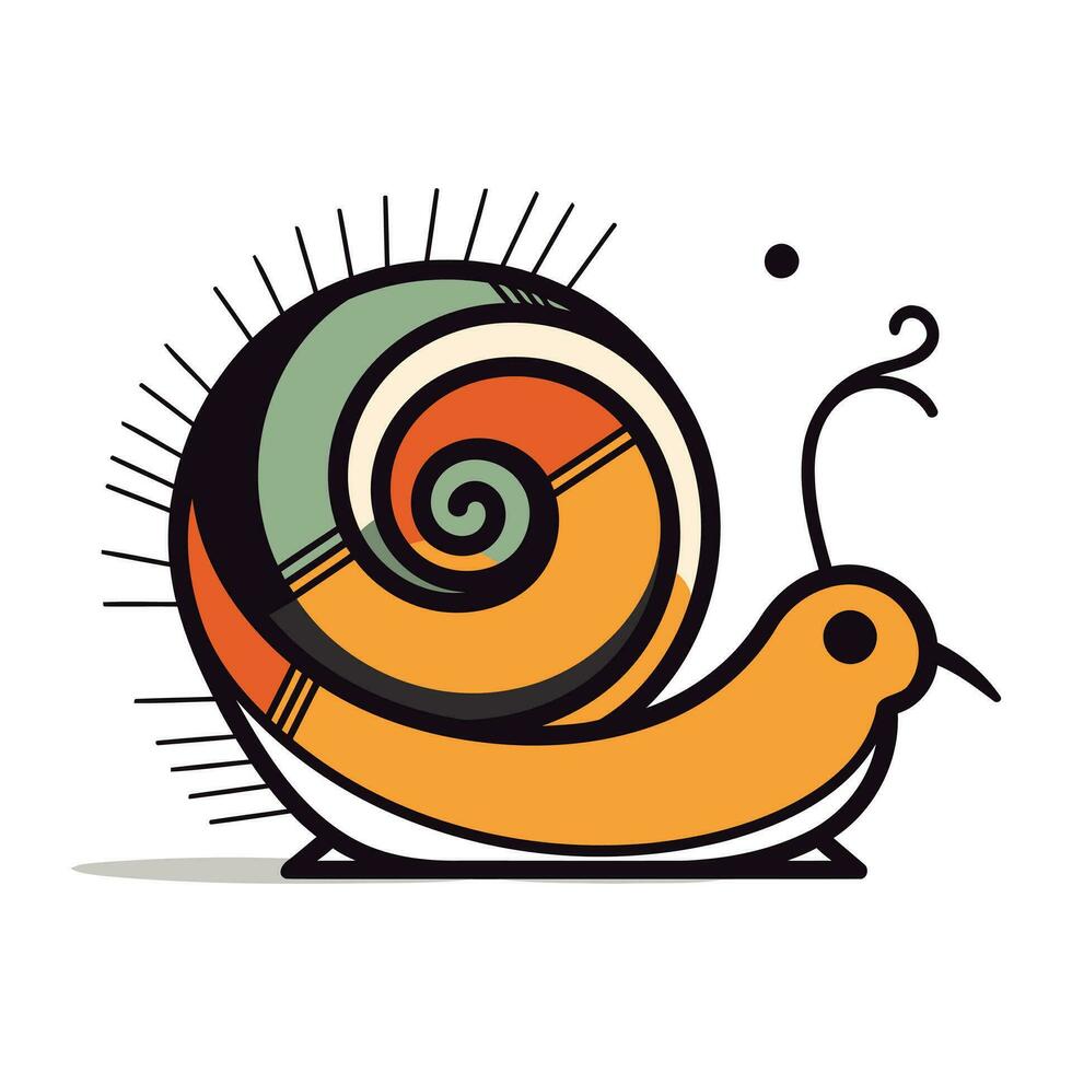 Snail icon. Vector illustration of a snail in cartoon style.