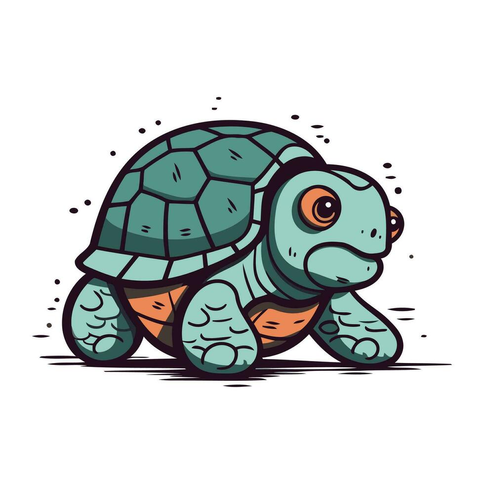 linda dibujos animados tortuga. vector ilustración aislado en un blanco antecedentes.