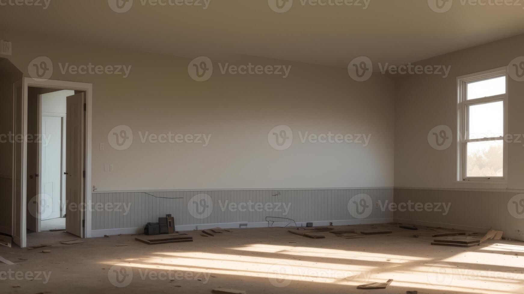 installing drywall Interior shot of a residential construction site. photo