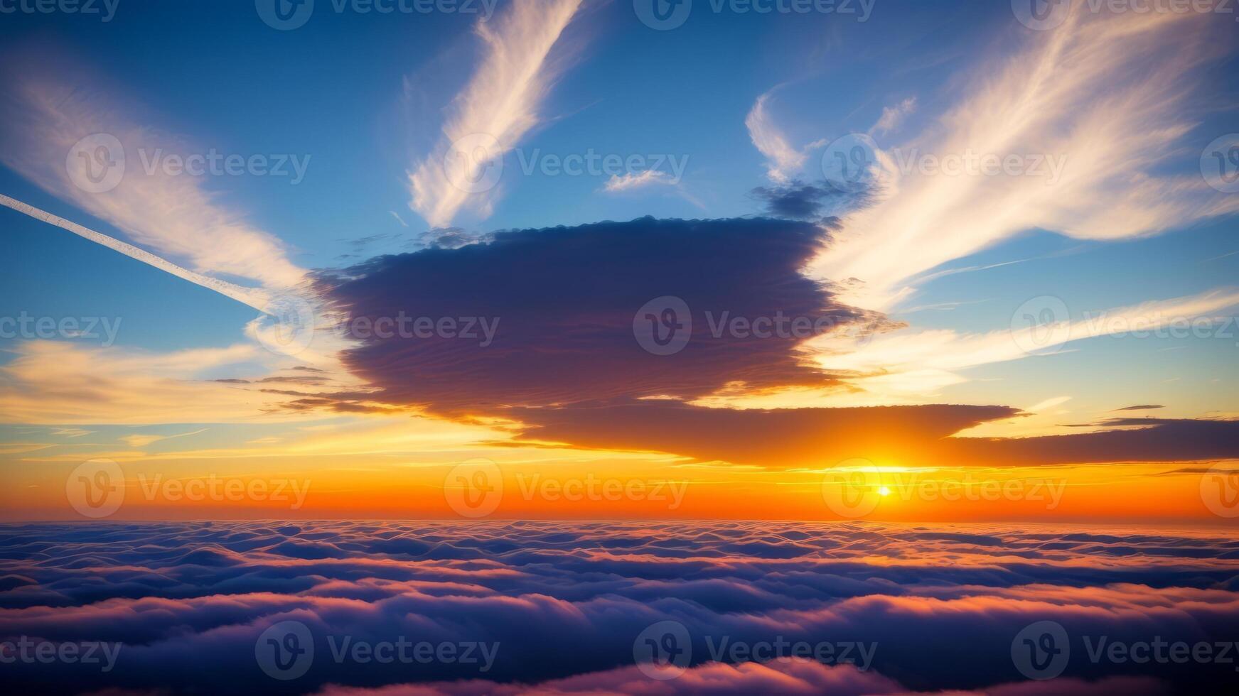 sky sunset over the clouds. photo