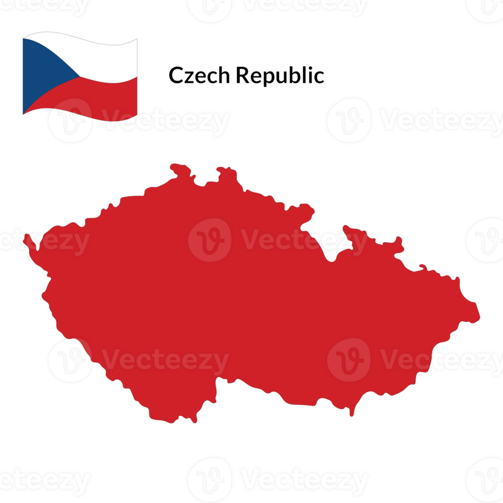 Map of Czech Republic with Czechia national flag png