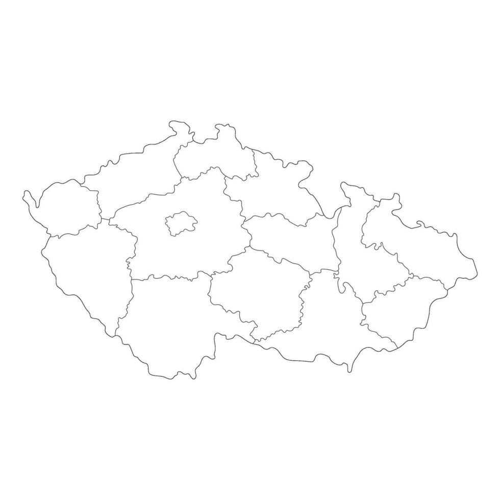 Czechia map. Map of Czech Republic in administrative regions in white color vector