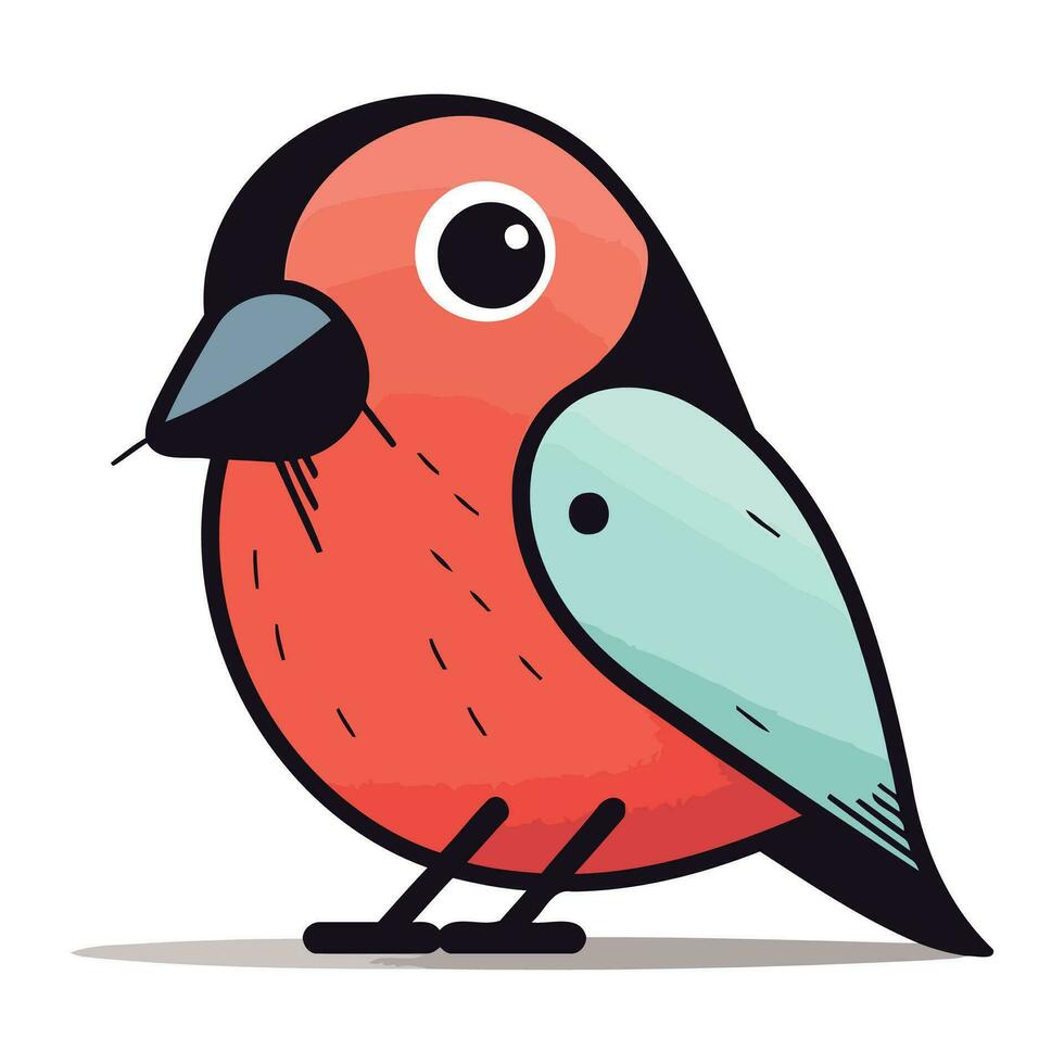 Bullfinch cartoon vector illustration. Cute little bird character.