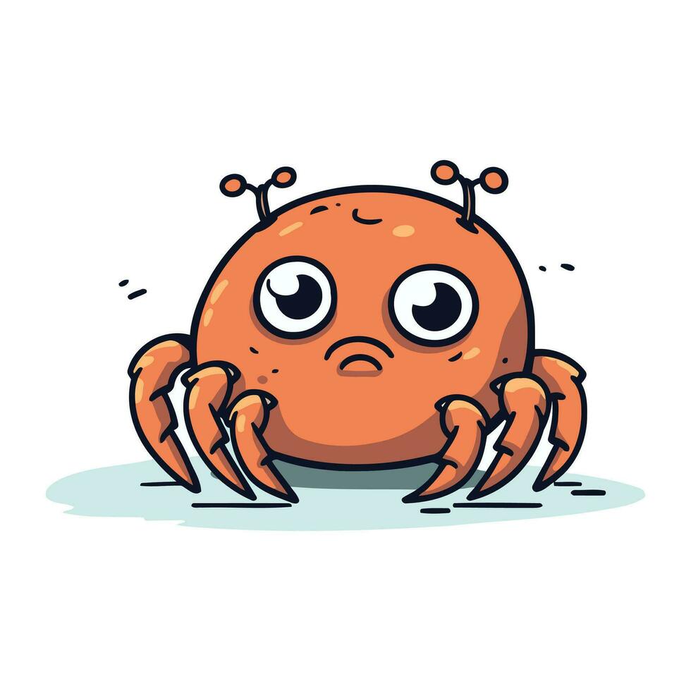 Cute cartoon crab. Vector illustration. Isolated on white background.