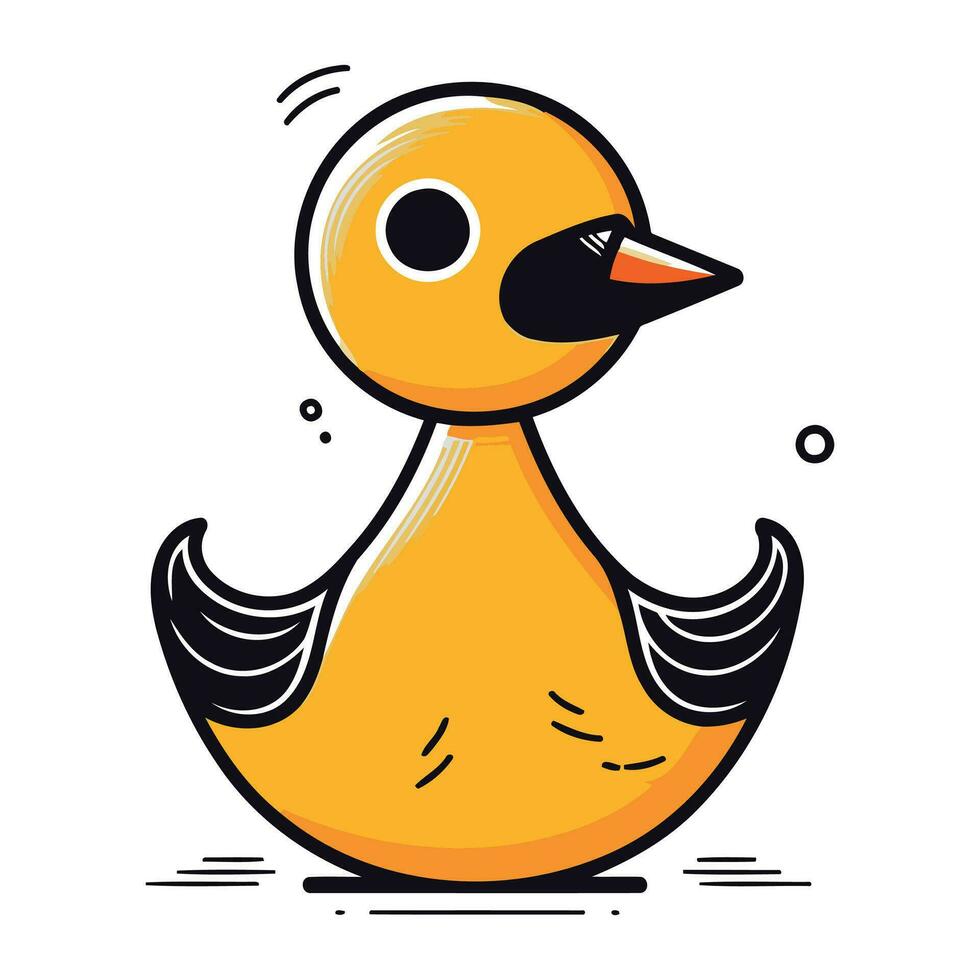 Cute cartoon duck. Vector illustration. Isolated on white background.