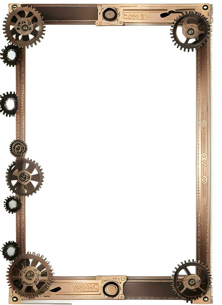 Steampunk Border Frame Illustration Ai Generative photo