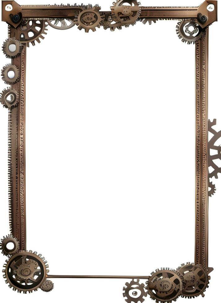 Steampunk Border Frame Illustration Ai Generative photo