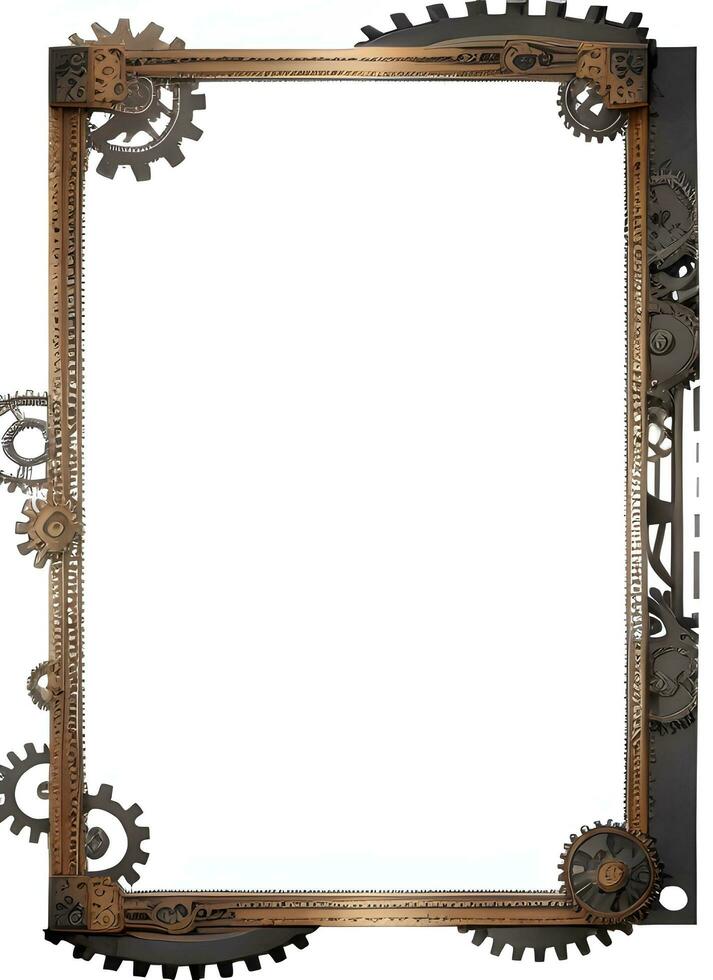 Steampunk Border Frame Illustration Ai Generative photo