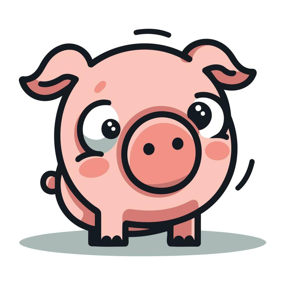 Funny piggy cartoon character. Vector illustration of a cute pig.